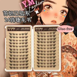 Self-adhesive Glue-free False Eyelashes Reusable Fluffy Fox Eye Effect Thick Long Segmented Lash Manga Eyes Tool