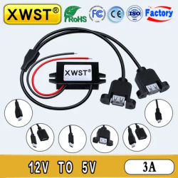 XWST DC DC 12V to 5V Step Down Converter 3A 15W Type-C Mini USB Buck Power Supply Charger for Auto Car Motorcycle Bus Truck