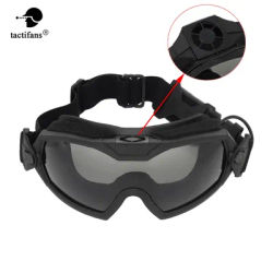 Tactical Fan Goggle Anti-fog Fan System Good Impact Interchangeable Protective Lens Motor Cycling Paintball Airsoft CS Wargame