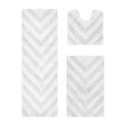 Hugo Collection 100% Cotton 3 Piece (20" X 20" | 21" X 34" | 20" X 60") Bath Rug Set by Brylane Home in White