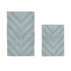 Hugo Collection 100% Cotton 2 Piece (17" X 24" | 21" X 34") Bath Rug Set by Brylane Home in Blue