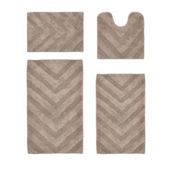 Hugo Collection 100% Cotton 4 Piece (17" X 24" | 20" X 20" | 21" X 34" | 24" X 40") Bath Rug Set by Homestyles in Sand