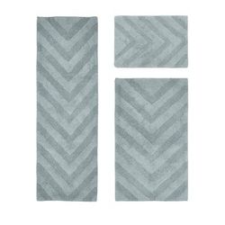 Hugo Collection 100% Cotton 3 Piece (17" X 24" | 24" X 40" | 20" X 60") Bath Rug Set by Brylane Home in Blue