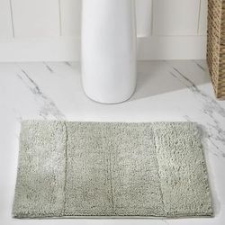 Wide Width Granada Collection 100% Cotton 17" X 24" Rectangle Bath Rug by Brylane Home in Sage (Size 17" W 24" L)