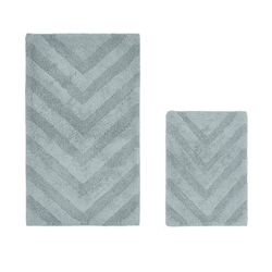 Hugo Collection 100% Cotton 2 Piece (17" X 24" | 24" X 40") Bath Rug Set by Brylane Home in Blue