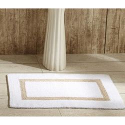 Wide Width Hotel Collection 100% Cotton 17" X 24" Rectangle Bath Rug by Brylane Home in White Sand (Size 21" W 34" L)