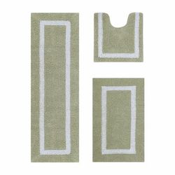 Hotel Collection 100% Cotton 3 Piece (20" X 20" | 21" X 34" | 20" X 60") Bath Rug Set by Brylane Home in Sage White