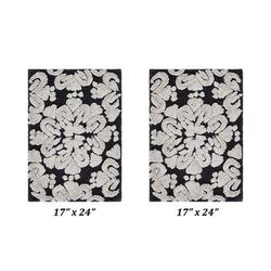 Medallion Collection 100% Cotton 2 Piece (17" X 24" | 17" X 24") Bath Rug Set by Brylane Home in Charcoal Natural