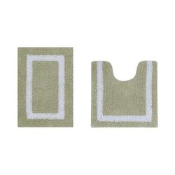 Hotel Collection 100% Cotton 2 Piece (17" X 24" | 20" X 20") Bath Rug Set by Brylane Home in Sage White