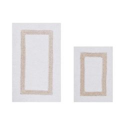 Hotel Collection 100% Cotton 2 Piece (17" X 24" | 21" X 34") Bath Rug Set by Brylane Home in White Sand