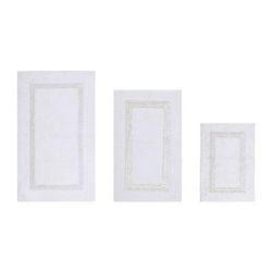 Hotel Collection 100% Cotton 3 Piece (17" X 24" | 21" X 34" | 24" X 40") Bath Rug Set by Achim Home Décor in White Ivory