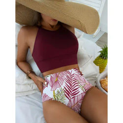 Taille haute Bikini 2025 maillot de bain femme col haut maillots de bain femme 2 pièces natation pour femmes maillot de bain Bikinis ensembles vêtements de plage