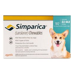 Simparica For Dogs 22.1-44 Lbs (Blue) 3 Doses