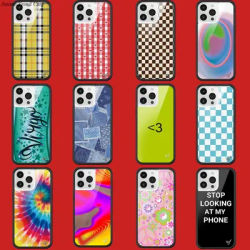 Wildflower WF Plaid Charli XCX phone Case for iPhone 16 15 14 13 12 Pro Max Plus 16pro 15pro WF Gingham Hearts Cartoon Cover
