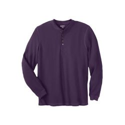 Men’s Big & Tall Waffle-Knit Thermal Henley Tee by KingSize in Blackberry (Size 2XL)