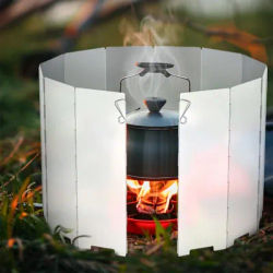 Folding Burners Windshield Outdoor Camping Cooker Picnics,Burner Windscreen Stainless Steel Detachable Gas Stove Windshield