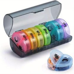 TEMU 1pc Large Capacity Weekly Pill Organizer For Am/pm, 2 Times A Day, 7 Day Pill Box For Vitamins, Supplements, And Medications