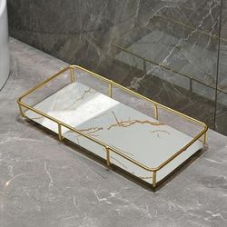 TEMU 1pc Bathroom Toilet Cosmetic Storage Tray, Light Luxury Bathroom Shower Caddy, Wash Table Countertop Craft Tray, Bathroom Accessories