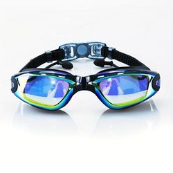 TEMU High-definition Large Frame Swimming Goggles, Pc Material, Waterproof, With Earplugs, For Adults, Men, And Women, Outdoor Sports Eyewear, Swim Accessories