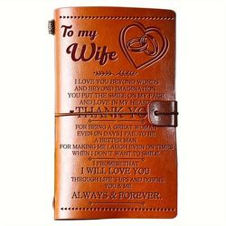 TEMU 1pc Wife Gifts From Husband, To My Wife Leather Journal, 140 Pages Wife Refillable Writing Journal, Anniversary Wedding Christmas Gifts For Wife From Husband, Romantic Gifts For Her