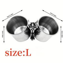 TEMU Stainless Steel Parrot Feeder Clip-on Food & Water Dispenser - Durable Rust-proof Bird Cage Accessories With Easy-install Design For Parakeets, Cockatiels, Budgies