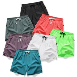Summer New Men's Sports Casual Shorts High Quality Ice Silk Lightweight Quick Drying Running Fitness Loose 3/4 Shorts