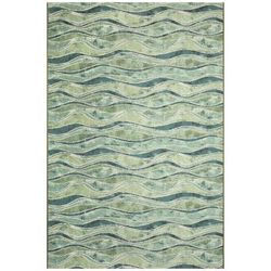 Marina Wave Indoor/Outdoor Area Rug Green by Liora Manne in Green (Size 4'10"X 7'6")