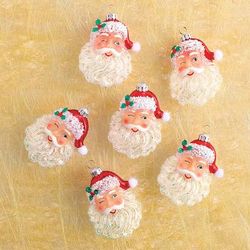 Set of 6 - Luxury Ornament Set - Winking Santa Ornaments - Frontgate - Christmas Décor