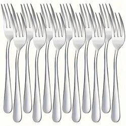 TEMU 12-piece Stainless Steel Fork Set - Elegant Dinner, Salad & Dessert Forks For Home, Restaurant Usage - Durable Cutlery Set