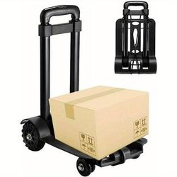 TEMU Folding Hand Trucks 75kg Adjustable Heavy Duty Folding Lightweight Sack Barrows Noiseless Industrial-warehouse Hand Trolley For Lifting Luggage Auto Moving And Office