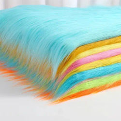 Plain Long Hair Plush Fabric By Meters for Furniture Decoration Carpet Clothes Sewing Colorful Lustre Polyester Fur Cloth Smooth