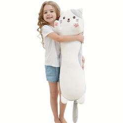 TEMU 36 Inch Cat Stuffed Animal, Soft Long Pillow Doll Cute Cartoon Kitten Plush Pillow Toy Gift For Kids Girlfriend , Christmas Gift