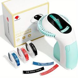 TEMU 1pc Portable Vintage Embossing Label Maker With 6 Rolls Tape, Easy-to-use Diy Machine, No Battery Required, Uncharged , Labels Print Media