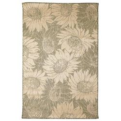 Carmel Sunflower Field Indoor/Outdoor Area Rug Black by Brylane Home in Green (Size 3'3"X4'11")
