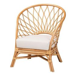 Emmeline Bohemian Honey Rattan Accent Chair by Brylane Home in Honey