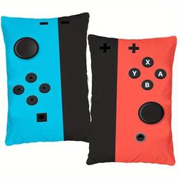 TEMU Gamer-themed Throw Pillow Covers Set Of 2 - Soft & Machine Washable Polyester Cases For Living Room And Bedroom Decor, Zip Closure - 12x20 Inches