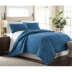 Reversible Micro Flannel® Sherpa 3-Pc. Comforter Set by BrylaneHome in Smokey Mountain Blue (Size KING)