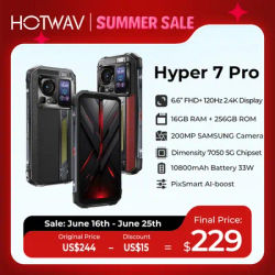 HOTWAV Hyper 7 Pro Rugged Phone Dimensity 7050 5G 200MP Android 14 6.6'' FHD+ 120Hz Smartphone 36GB 256GB 10800mAh 33W Cellphone