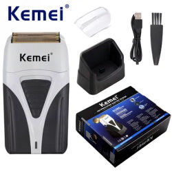 KM-3383 Compact Body Double Blade Safety Net Design U Disk Charging Long Life Home Shaver
