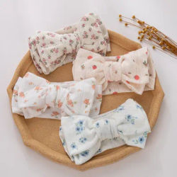 Bandeau turban en coton avec gros nœud pour bébé fille, accessoire de cheveux pour nouveau-né,