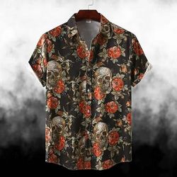 Halloween Scheletro Teschio Zucca Camicie Hawaiane Camicia Aloha Stampa Per Per uomo Per adulto Halloween Carnevale Mascherata Stampa 3D Feste Halloween