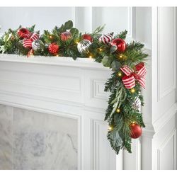 6' Pre-Lit Christmas Cheer Garland by BrylaneHome in Red White