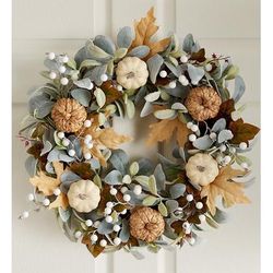 1-800-Flowers Gifts Delivery Ivory Pumpkin Autumn Wreath - 22"