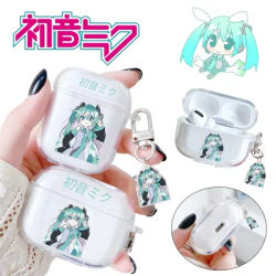 Custodia per auricolari Hatsune Miku per AirPods 1/2 3 Pro Kawaii Anime auricolare Bluetooth custodia morbida custodia protettiva con portachiavi regalo