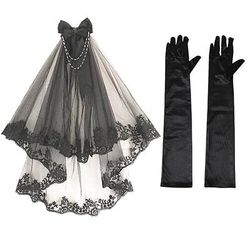 Punk Gotico Guanti Velo Costume Per donna Fantasia Halloween Carnevale Abbigliamento da sera Adulti Guanti Fascia