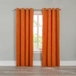 Wide Width BH Studio Velvet Grommet Panel by BH Studio in Tangerine (Size 50" W 108"L) Window Curtain