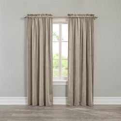 Wide Width BH Studio Velvet Rod-Pocket Panel by BH Studio in Taupe (Size 50" W 108"L) Window Curtain