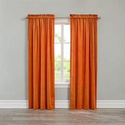 Wide Width BH Studio Velvet Rod-Pocket Panel by BH Studio in Tangerine (Size 50" W 95" L) Window Curtain