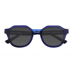 Unisex s round Clear Blue Acetate Prescription sunglasses - Eyebuydirect s Frenzy