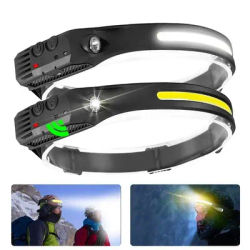 Car Repairing LED Work Light COB Headlamp Wave Sensor 3 Lighting Modes USB Rechargeable Headlight For Night Climbing Camping
